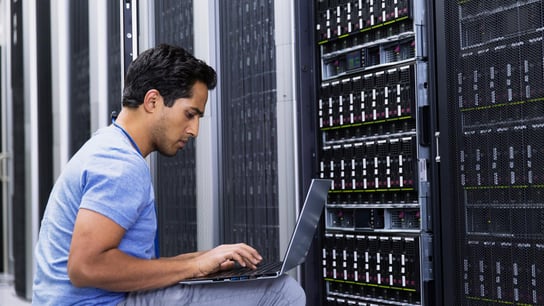 Data and privacy - man in server room