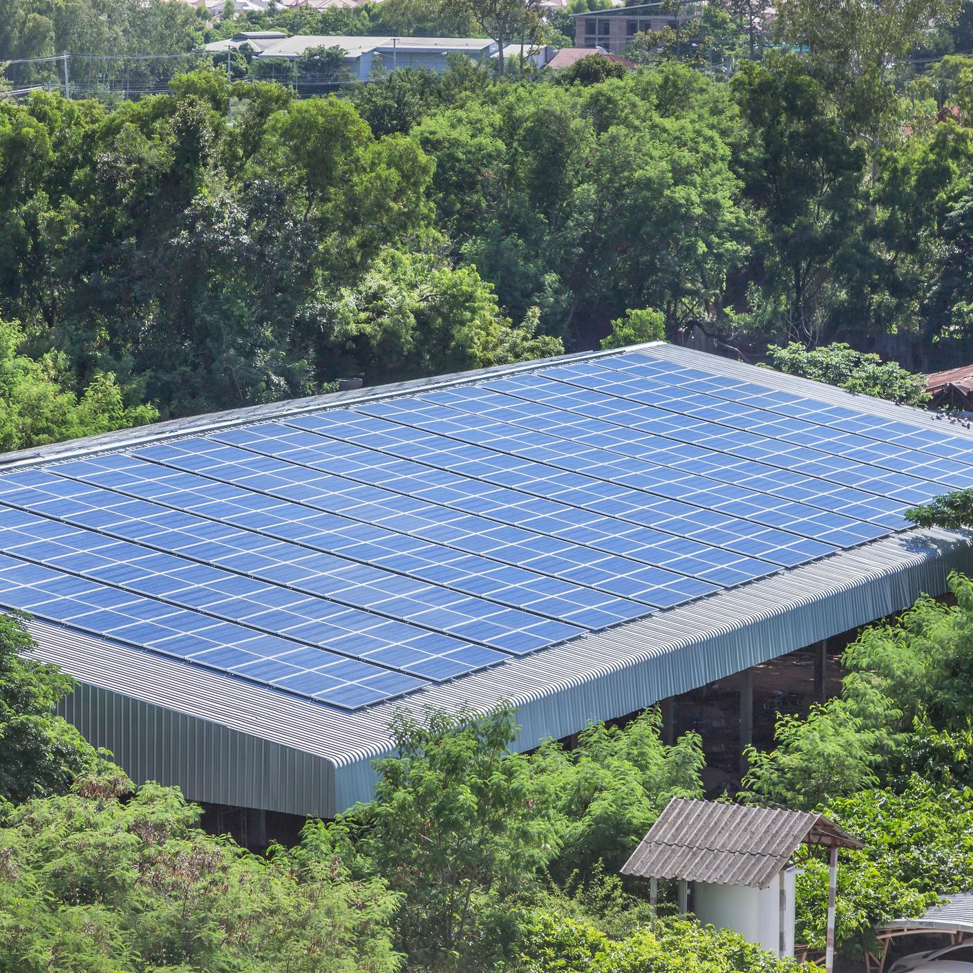 Sustainability in manufacturing - top building view