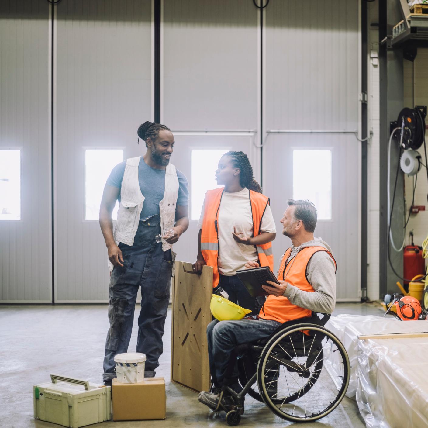 Inclusive workforce wearing PPE
