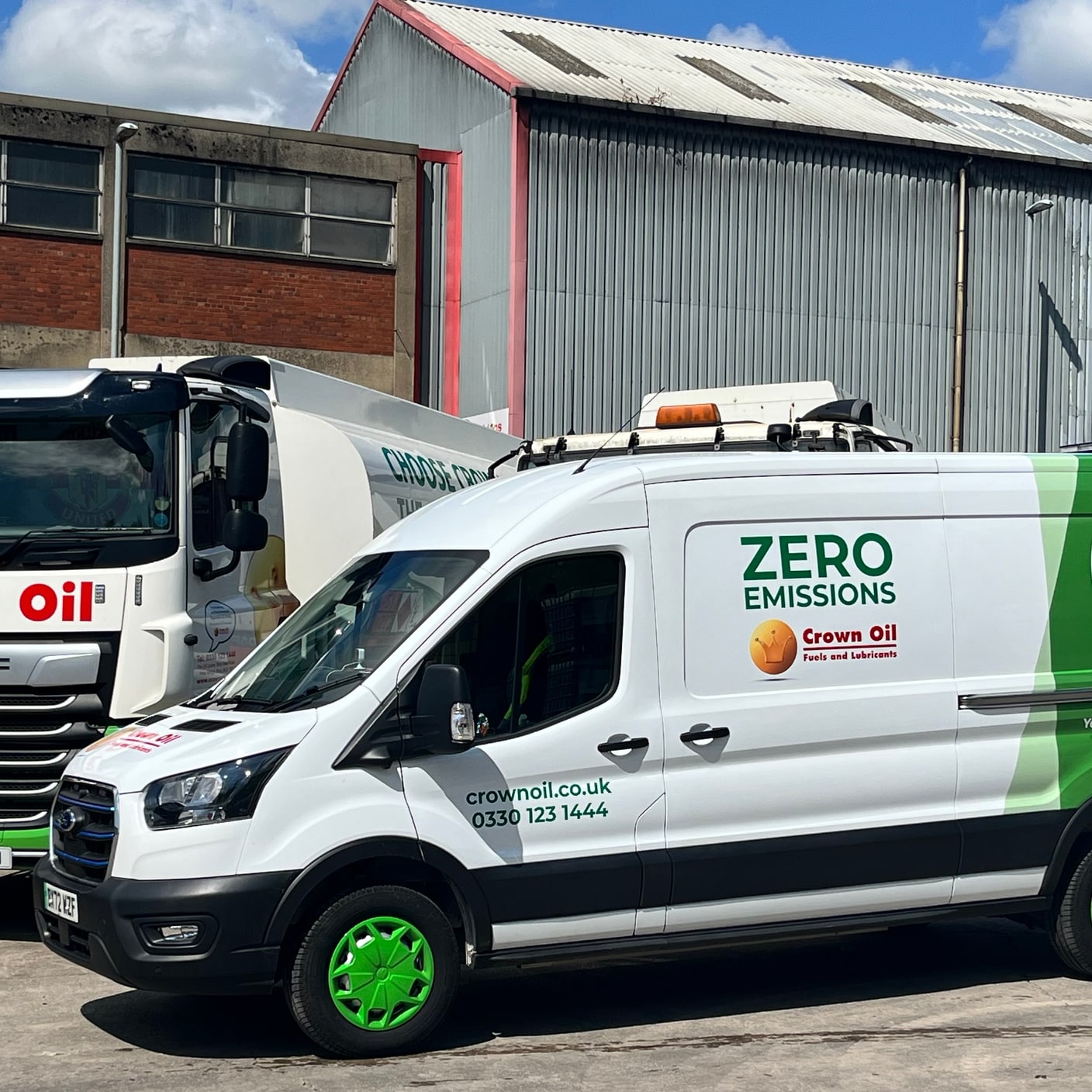 Van parked next to building.
